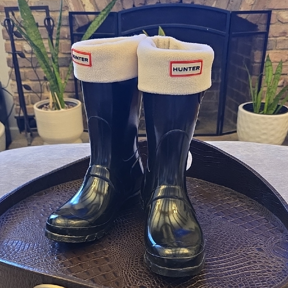 Hunter Black Boots with Cream Inserts
